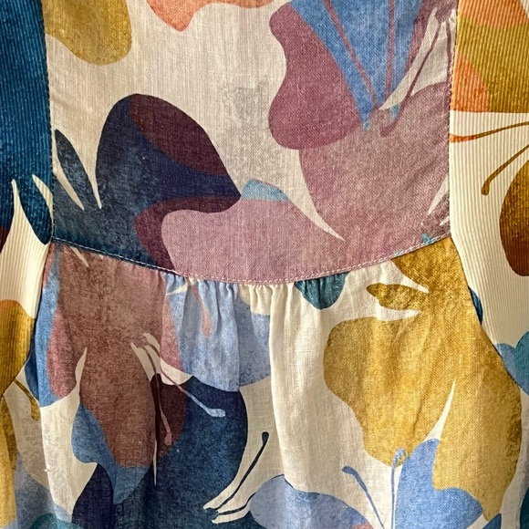 Linen Luv Blue Butterfly Art-To-Wear Linen Dress w/ Pockets Made in Italy Small - Picture 4 of 11